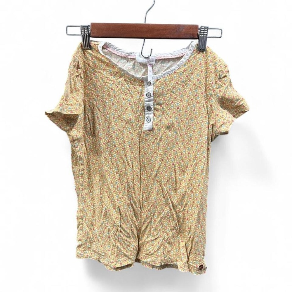 Yellow floral quarter button tee by‎ Matilda Jane size 14 (L7)